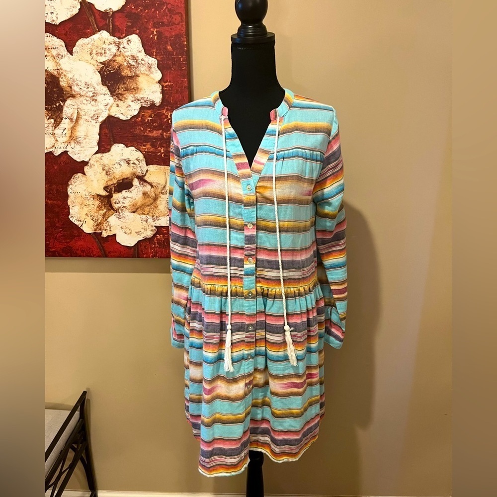 Tasha Polizzi Muted Serapa Dropwaist Button front Dress/Duster, size Small